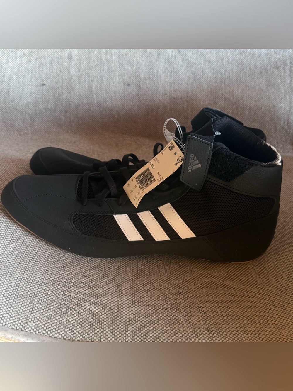 adidas Black High-Top Athletic Sneakers with White Stripes